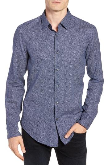 Men's Boss T-riccardo Slim Fit Floral Print Sport Shirt - Blue