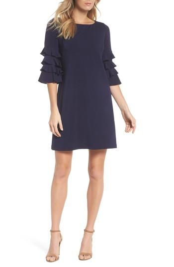Women's Gabby Skye Tiered Sleeve Crepe Shift Dress - Blue