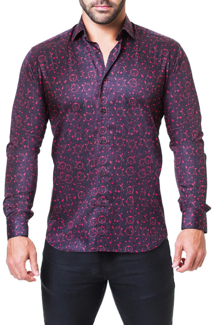 Men's Maceoo Fibonacci Bubble Print Sport Shirt - Red