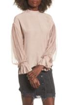 Women's Moon River Tulle Puff Sleeve Top - Pink