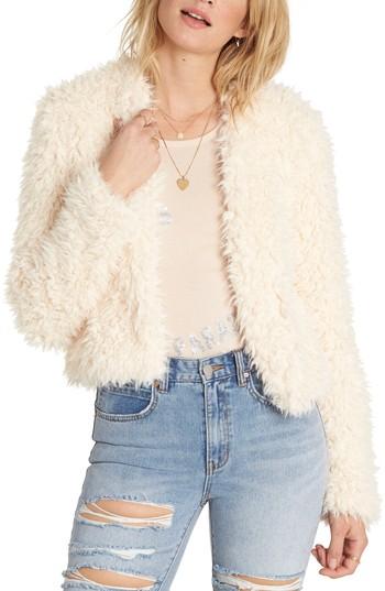 Women's Billabong Keeps Faux Fur Jacket - White