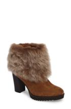 Women's Johnston & Murphy Roslyn Block Heel Genuine Shearling Bootie M - Brown