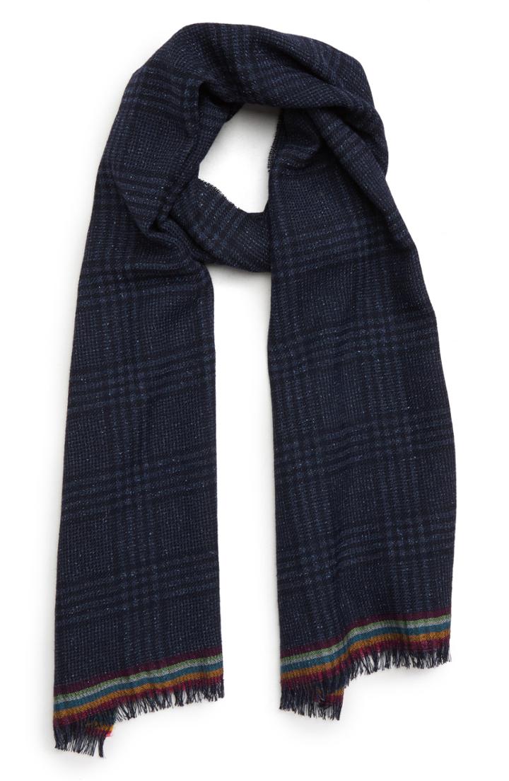 Men's Paul Smith Neppy Check Scarf, Size - Blue