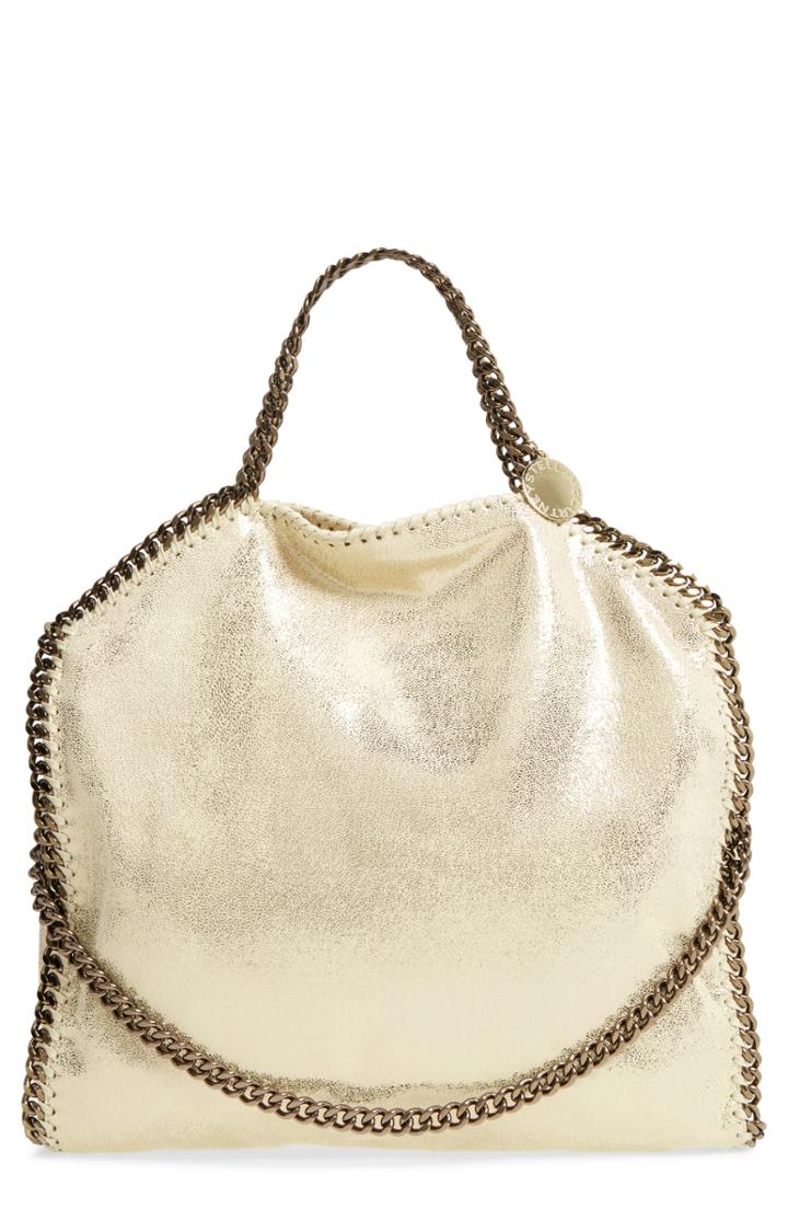 Stella Mccartney Falabella Shaggy Deer Metallic Faux Leather Tote -