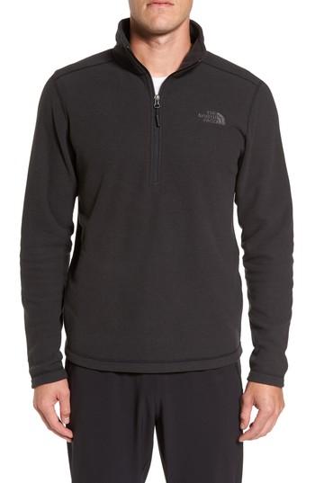 Men's The North Face Texture Cap Rock Quarter Zip Fleece Jacket, Size - Black