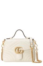 Gucci Marmont 2.0 Leather Top Handle Bag - White