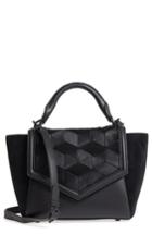 Welden Small Saunter Calfskin Leather & Genuine Calf Hair Top Handle Satchel - Black