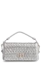 Miu Miu Small Crystal Embellished Nappa Shoulder Bag - Metallic