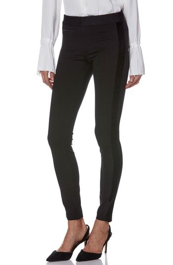 Women's Paige Tereza Velvet Side Stripe Slim Pants - Black