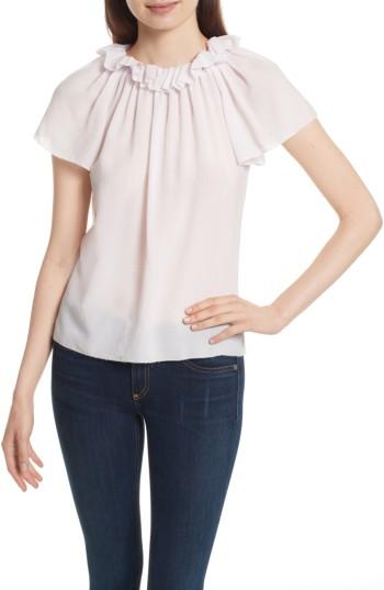 Women's Rebecca Taylor Ruffle Neck Silk Top