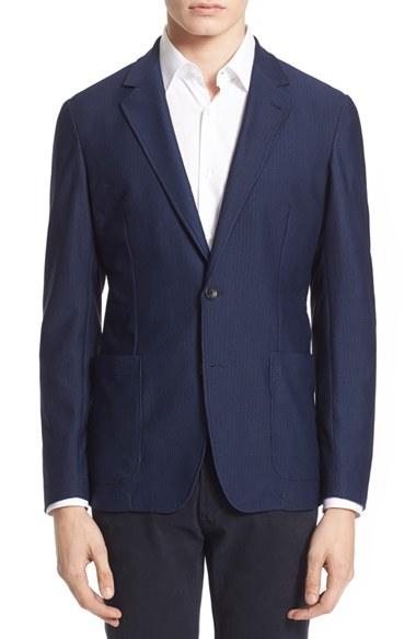 Men's Armani Collezioni Trim Fit Textured Stretch Knit Sport Coat