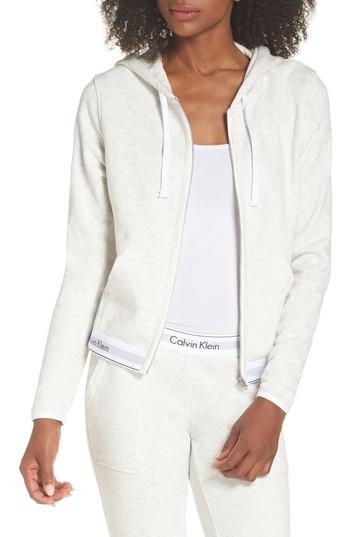 Women's Calvin Klein Zip Hoodie - Grey