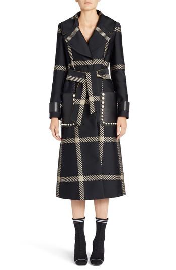 Women's Fendi Macro Check Coat Us / 42 It - Black