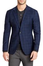 Men's Bonobos Jetsetter Slim Fit Plaid Wool Sport Coat R - Blue