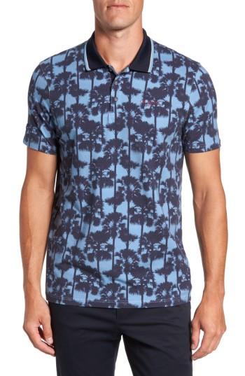 Men's Ted Baker London Palm Print Polo (m) - Blue