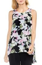 Women's Vince Camuto Glacier Floral Pleated Back Top - Black