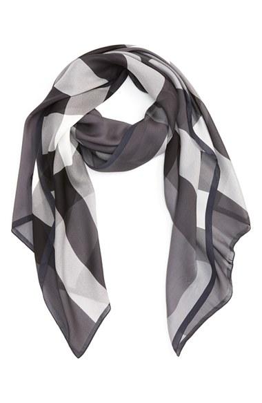 Women's Burberry Mega Check Silk Scarf, Size - Grey