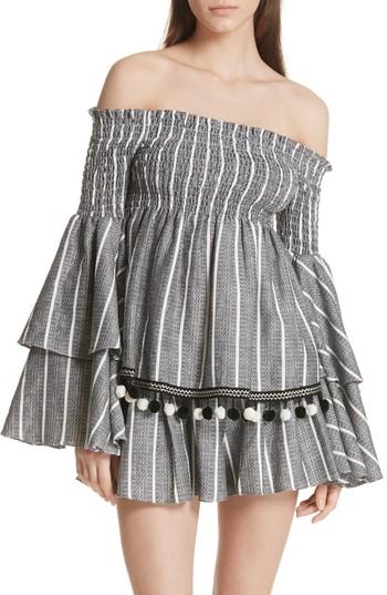 Women's Caroline Constas Appolonia Pompom Off The Shoulder Top - Black