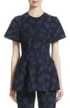 Women's Lela Rose Tulip Jacquard Peplum Top - Black