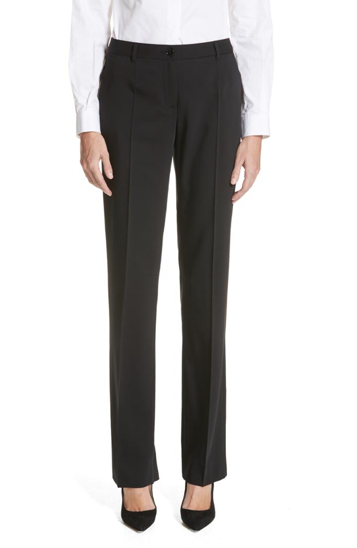 Women's Dolce & Gabbana Straight Leg Stretch Wool Trousers Us / 40 It - Black