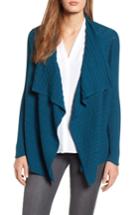 Women's Chaus Mixed Knit Cotton Cardigan - Blue/green