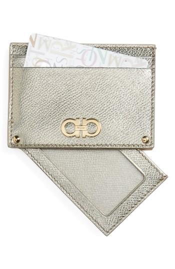 Salvatore Ferragamo Gancio Leather Card Case - Yellow