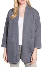 Women's Eileen Fisher Long Cotton Jacquard Jacket, Size - Grey