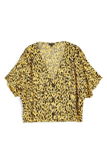 Women's Topshop Pleat Shoulder Blouse Us (fits Like 0-2) - Yellow
