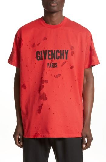 Men's Givenchy Colombian Fit Distressed Logo T-shirt - Red