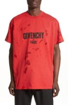 Men's Givenchy Colombian Fit Distressed Logo T-shirt - Red