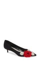 Women's Something Bleu Bo Floral Kitten Heel Pump M - Black