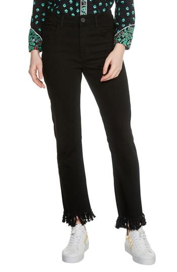 Women's Maje Panako Fringe Hem Jeans Us / 36 Fr - Black