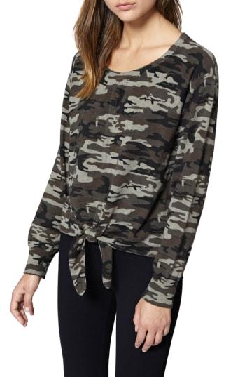 Women's Sanctuary Laguna Camouflage Tie Front Top - Green