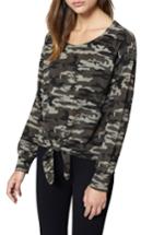Women's Sanctuary Laguna Camouflage Tie Front Top - Green