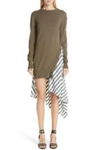 Women's Monse Knit & Stripe Poplin Asymmetrical Dress - Green