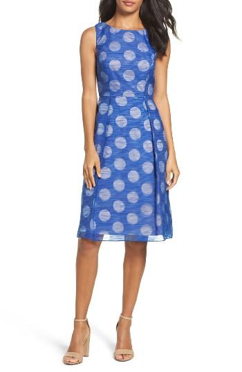 Women's Adrianna Papell Pop Dot Fit & Flare Dress - Blue