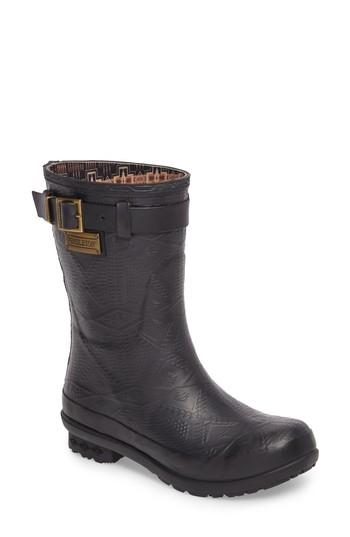 Women's Pendleton Embossed Short Rain Boot M - Black