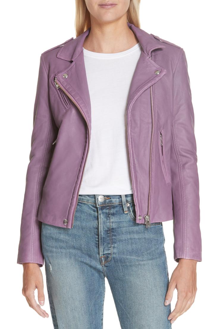 Women's Iro Leather Moto Jacket Us / 36 Fr - Pink