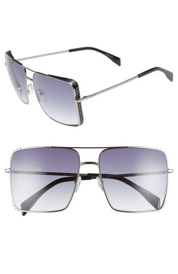 Women's Moschino 50mm Square Flat Top Sunglasses - Ruthenium