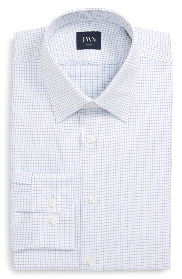 Men's John W. Nordstrom Trim Fit Check Dress Shirt .5 - 32 - White