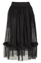 Women's Simone Rocha Marabou Trim Smock Waist Tulle Skirt Us / 10 Uk - Black