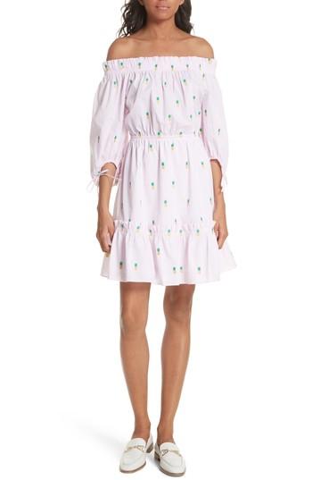 Women's Kate Spade New York Pineapple Off The Shoulder Cotton Dress, Size - Pink
