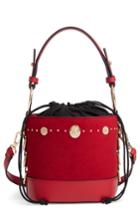 Topshop Bianca Studded Faux Leather Bucket Bag - Red