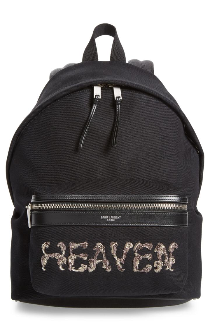Saint Laurent Mini City Logo Canvas Backpack -
