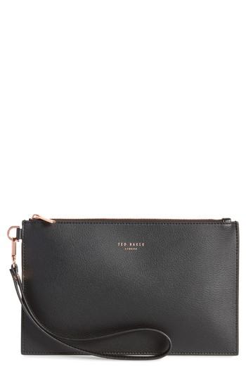 Ted Baker London Top Zip Faux Leather Pouch - Black