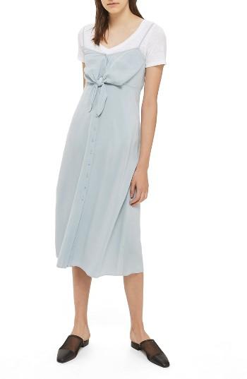 Women's Topshop Knot Front Slipdress Us (fits Like 0-2) - Blue