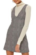 Women's Topshop Plaid A-line Pinafore Dress Us (fits Like 0-2) - Black