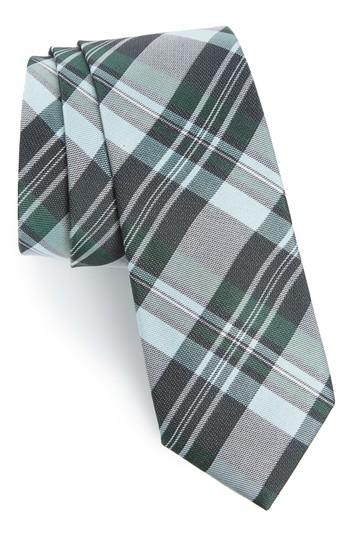 Men's Calibrate University Plaid Silk Blend Skinny Tie, Size - Green