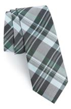 Men's Calibrate University Plaid Silk Blend Skinny Tie, Size - Green