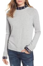 Petite Women's Halogen Removable Collar Sweatshirt, Size P - Grey